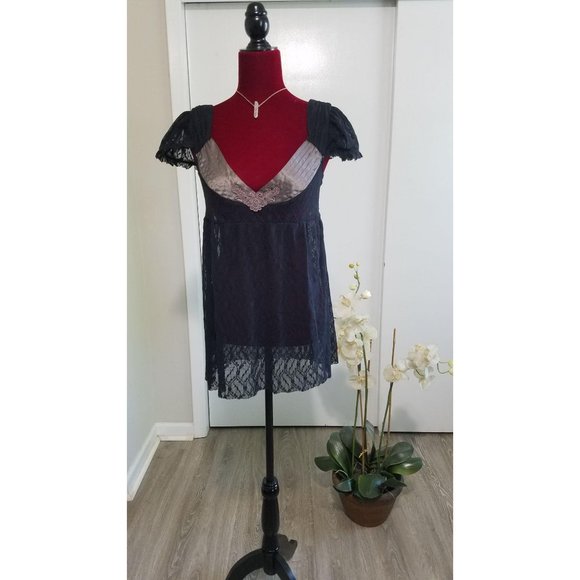 Free People Tops - Free People Intimately Sheer Black Lace Top W cap